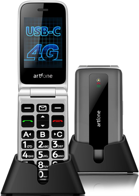 Artfone F30 Senior Phone, Large Buttons, SOS Button, Charging Dock, Loud Volume, Easy Mobile Phone