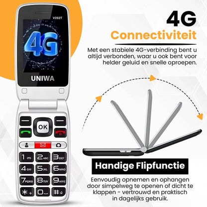 UNIWA V202T Senior Phone, Large Buttons, SOS Button, Charging Dock, Loud Volume, 4G Easy Mobile Phone