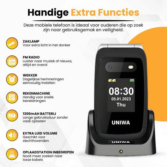 UNIWA V202T Senior Phone, Large Buttons, SOS Button, Charging Dock, Loud Volume, 4G Easy Mobile Phone