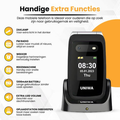 UNIWA V202T Senior Phone, Large Buttons, SOS Button, Charging Dock, Loud Volume, 4G Easy Mobile Phone