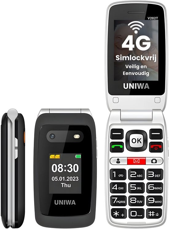 UNIWA V202T Senior Phone, Large Buttons, SOS Button, Charging Dock, Loud Volume, 4G Easy Mobile Phone