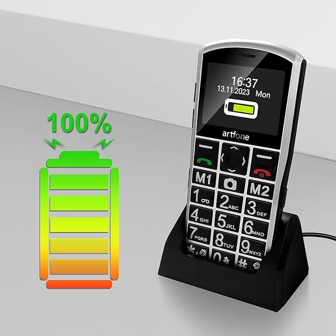 Artfone A400 Senior Phone, Large Buttons, SOS Button, Charging Dock, Loud Volume, Easy Mobile Phone
