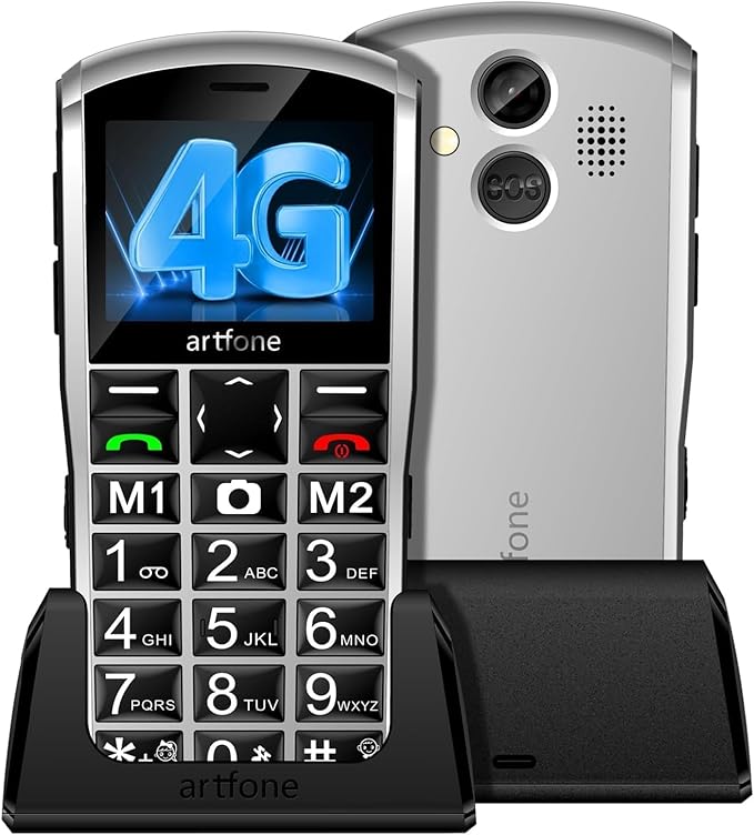 Artfone A400 Senior Phone, Large Buttons, SOS Button, Charging Dock, Loud Volume, Easy Mobile Phone