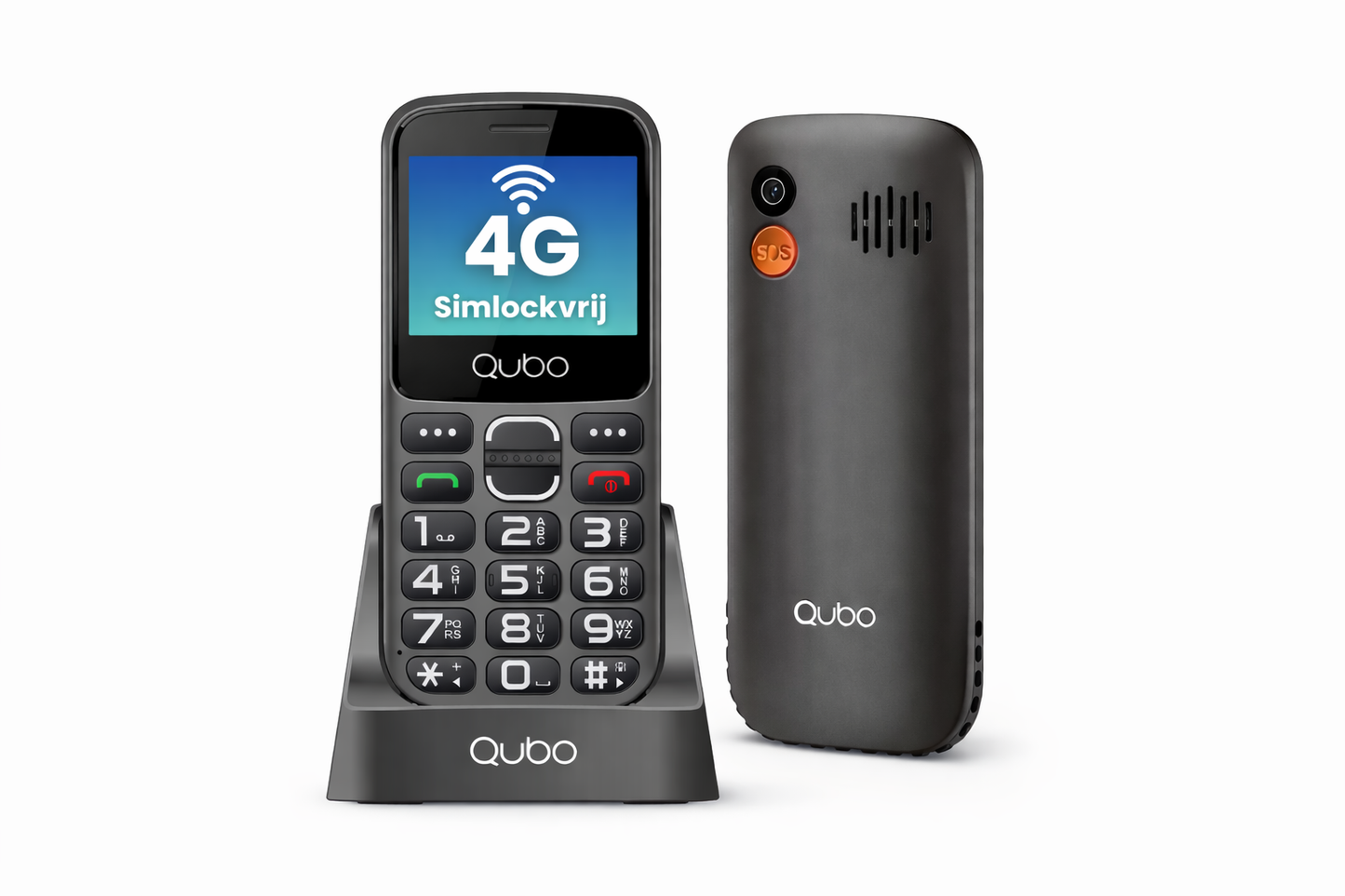 Qubo 230C Senior Phone, Large Buttons, SOS Button, Charging Dock, Loud Volume, 4G Easy Mobile Phone