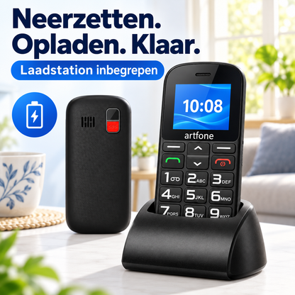 Zwarte Artfone CS188 in het laadstation