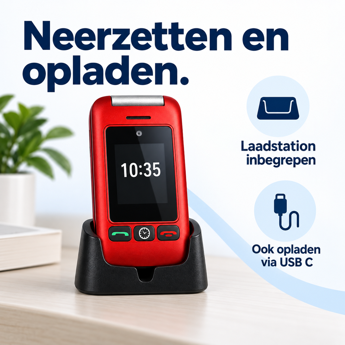 Rode Artfone G6 in het laadstation