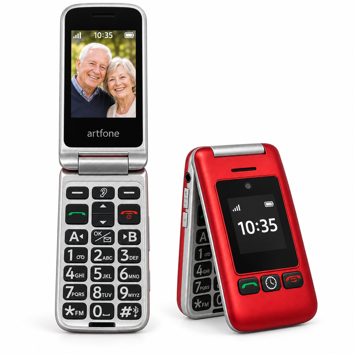 Rode Artfone G6 geopend en halfopen